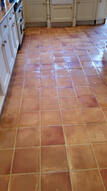 Terracotta Kitchen Floor During Cleaning Wickford