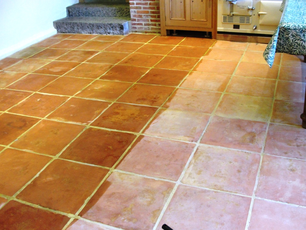 Saltillo Terracotta Floor Part Sealed