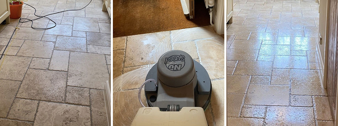 Travertine Kitchen Floor Renovated in Gidea Park