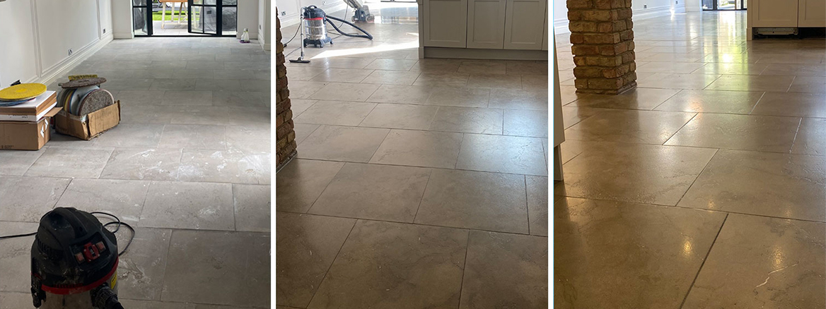 Limestone Floor Deep Cleaned, Polished and Sealed in South Ockendon Essex