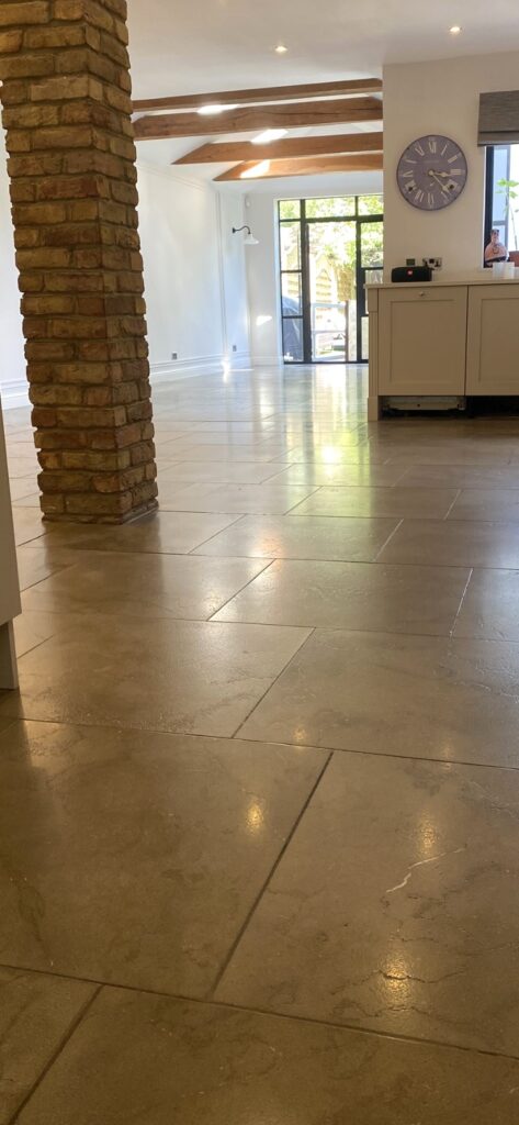 Limestone Kitchen Floor After Cleaning Polishing South Ockendon