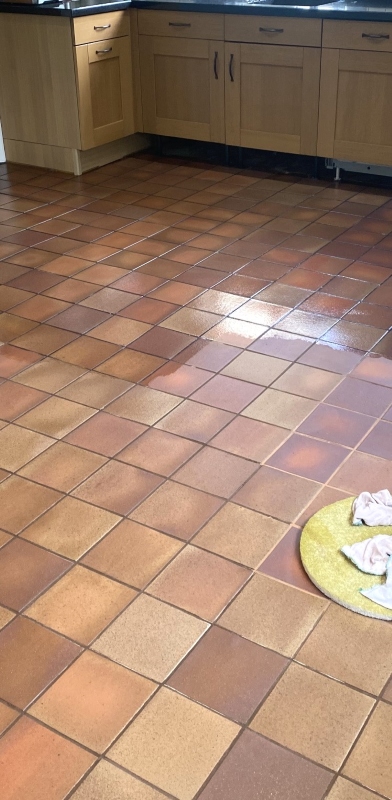 Quarry Tiled Kitchen Floor During Sealing Woodham Walter Maldon