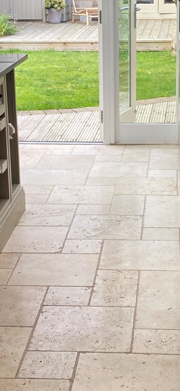 Travertine Kitchen Floor After Cleaning Sealing Chelmsford