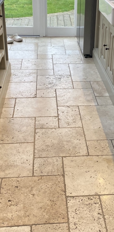 Travertine Kitchen Floor Before Cleaning Chelmsford