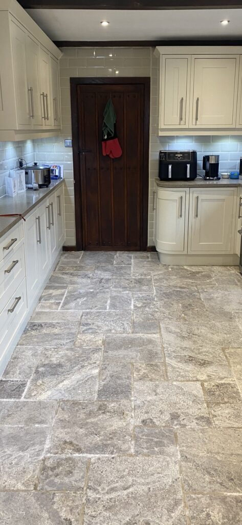 Silver Travertine Floor Before Cleaning Shenfield